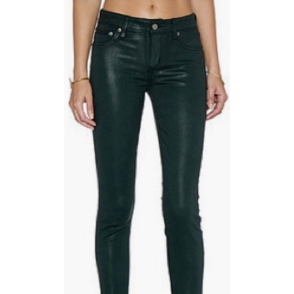 BlankNYC Women's Jeans Green Coated Straight Leg Size 26 X 33 NWT $225